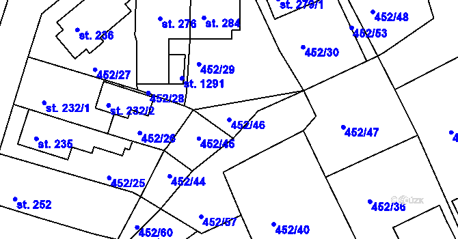 Parcela st. 452/46 v KÚ Bohatice, Katastrální mapa