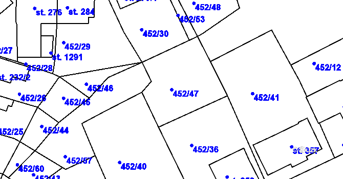 Parcela st. 452/47 v KÚ Bohatice, Katastrální mapa