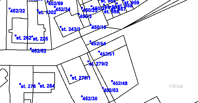 Parcela st. 452/51 v KÚ Bohatice, Katastrální mapa