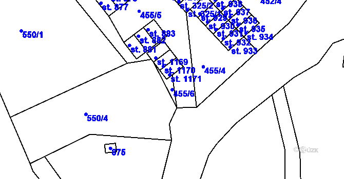 Parcela st. 455/6 v KÚ Bohatice, Katastrální mapa