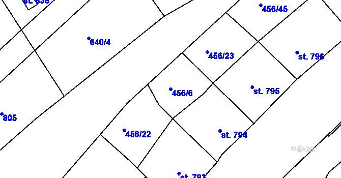 Parcela st. 456/6 v KÚ Bohatice, Katastrální mapa