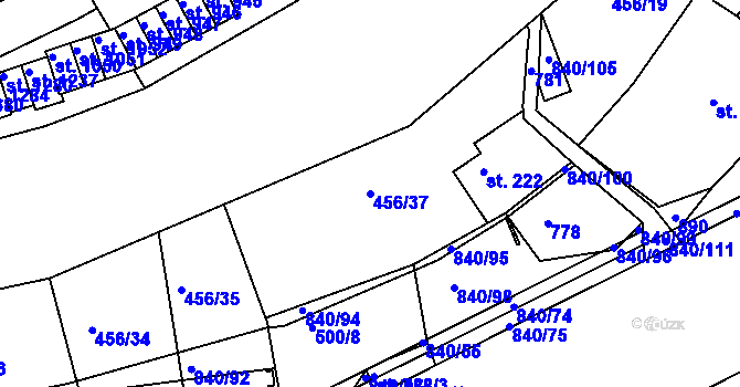 Parcela st. 456/37 v KÚ Bohatice, Katastrální mapa