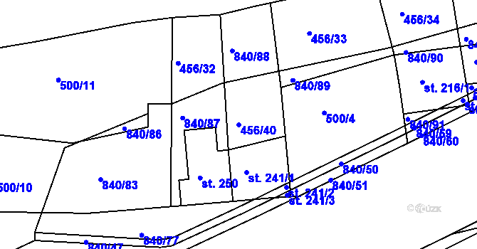 Parcela st. 456/40 v KÚ Bohatice, Katastrální mapa