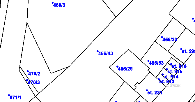 Parcela st. 456/43 v KÚ Bohatice, Katastrální mapa