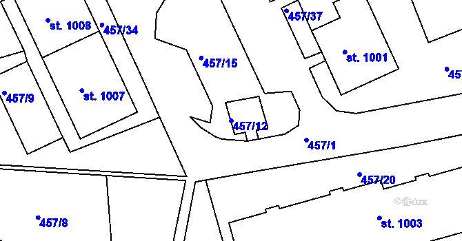 Parcela st. 457/12 v KÚ Bohatice, Katastrální mapa