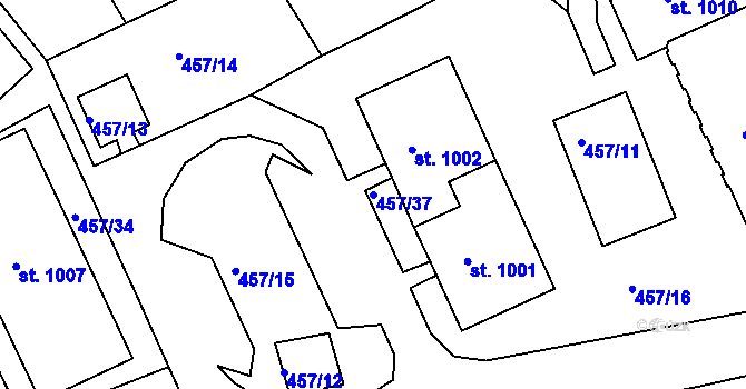 Parcela st. 457/37 v KÚ Bohatice, Katastrální mapa