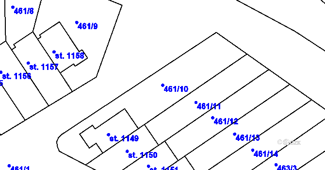 Parcela st. 461/10 v KÚ Bohatice, Katastrální mapa