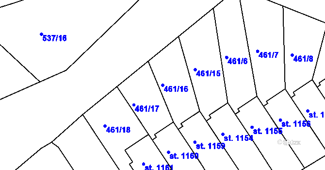 Parcela st. 461/16 v KÚ Bohatice, Katastrální mapa