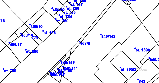 Parcela st. 467/6 v KÚ Bohatice, Katastrální mapa