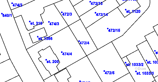 Parcela st. 472/4 v KÚ Bohatice, Katastrální mapa