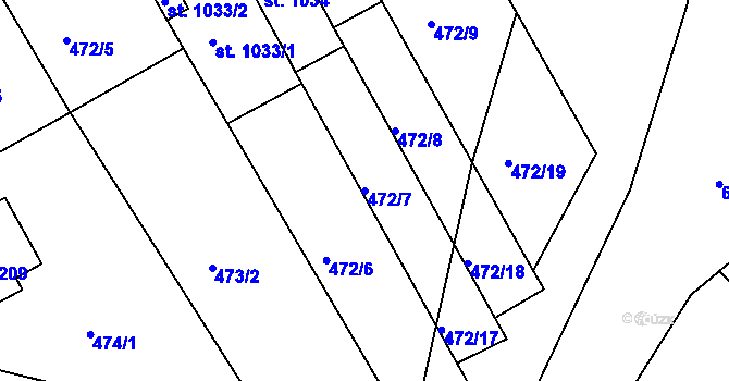 Parcela st. 472/7 v KÚ Bohatice, Katastrální mapa
