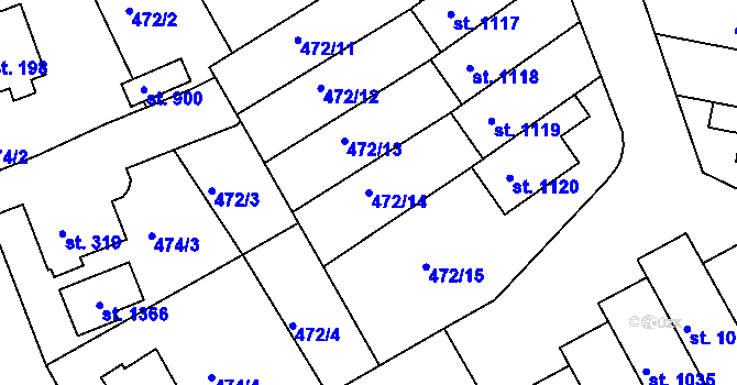Parcela st. 472/14 v KÚ Bohatice, Katastrální mapa