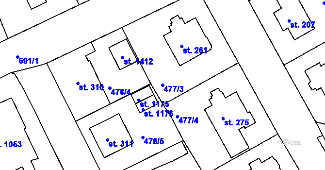 Parcela st. 477/3 v KÚ Bohatice, Katastrální mapa