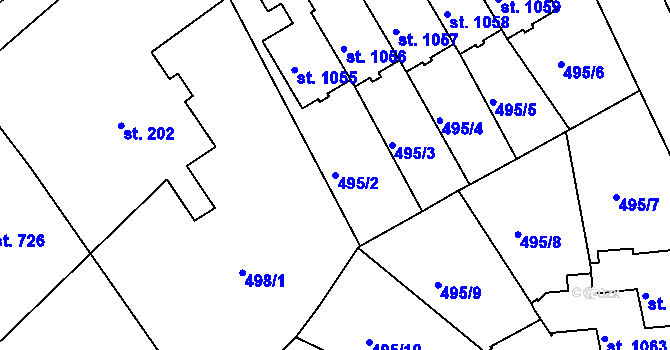 Parcela st. 495/2 v KÚ Bohatice, Katastrální mapa