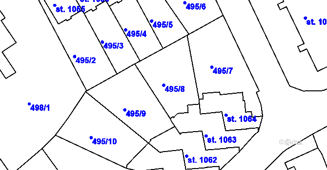 Parcela st. 495/8 v KÚ Bohatice, Katastrální mapa