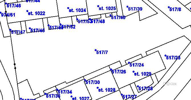 Parcela st. 517/7 v KÚ Bohatice, Katastrální mapa