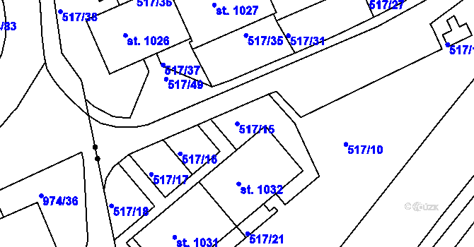 Parcela st. 517/15 v KÚ Bohatice, Katastrální mapa
