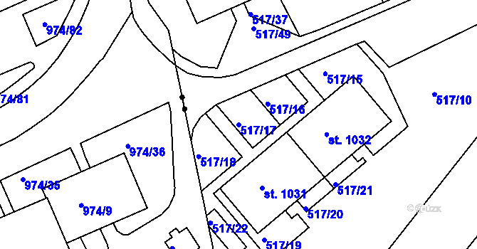 Parcela st. 517/17 v KÚ Bohatice, Katastrální mapa