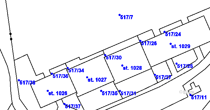 Parcela st. 517/30 v KÚ Bohatice, Katastrální mapa