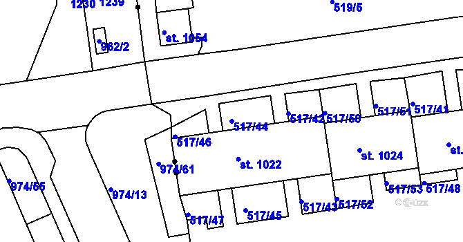 Parcela st. 517/44 v KÚ Bohatice, Katastrální mapa