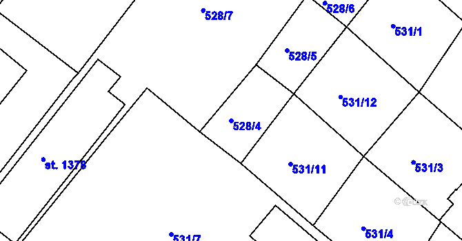 Parcela st. 528/4 v KÚ Bohatice, Katastrální mapa