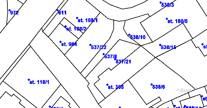Parcela st. 537/8 v KÚ Bohatice, Katastrální mapa