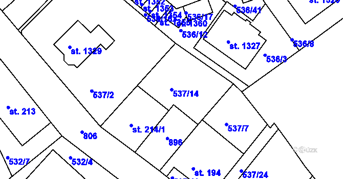 Parcela st. 537/14 v KÚ Bohatice, Katastrální mapa