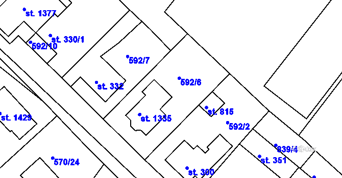 Parcela st. 592/6 v KÚ Bohatice, Katastrální mapa
