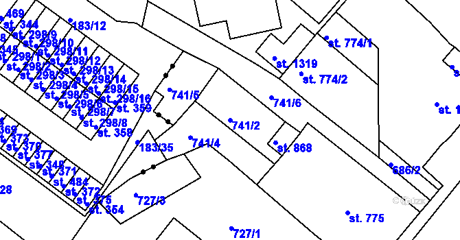 Parcela st. 741/2 v KÚ Bohatice, Katastrální mapa