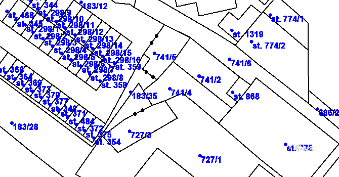 Parcela st. 741/4 v KÚ Bohatice, Katastrální mapa