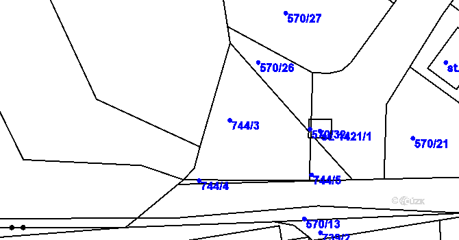 Parcela st. 744/3 v KÚ Bohatice, Katastrální mapa