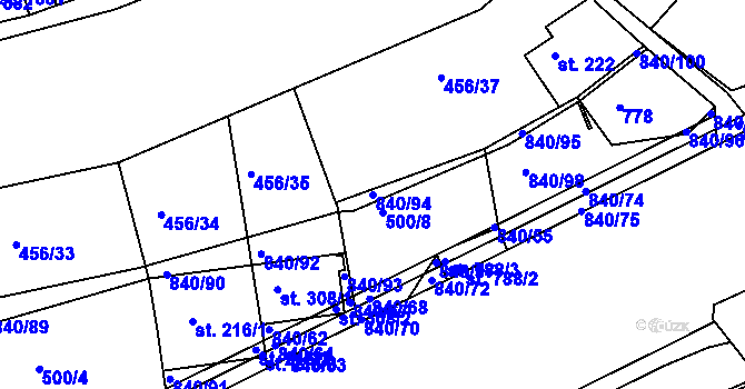 Parcela st. 840/94 v KÚ Bohatice, Katastrální mapa