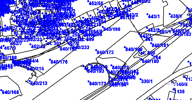 Parcela st. 840/172 v KÚ Bohatice, Katastrální mapa