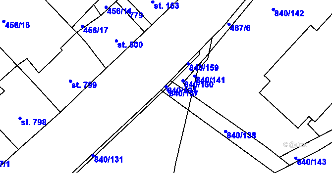 Parcela st. 840/191 v KÚ Bohatice, Katastrální mapa