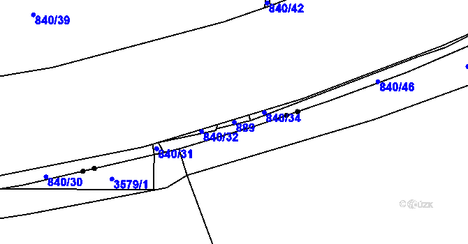 Parcela st. 889 v KÚ Bohatice, Katastrální mapa