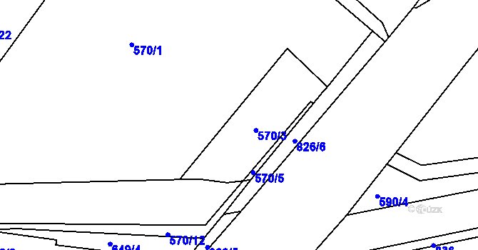 Parcela st. 570/37 v KÚ Bohatice, Katastrální mapa