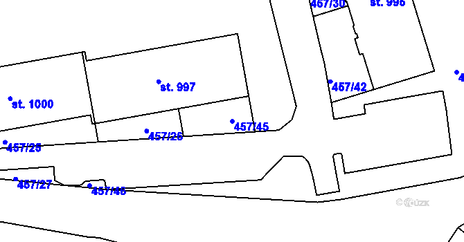 Parcela st. 457/45 v KÚ Bohatice, Katastrální mapa