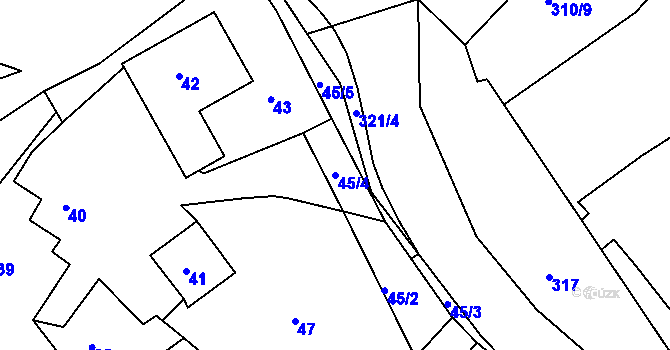 Parcela st. 45/4 v KÚ Olšová Vrata, Katastrální mapa