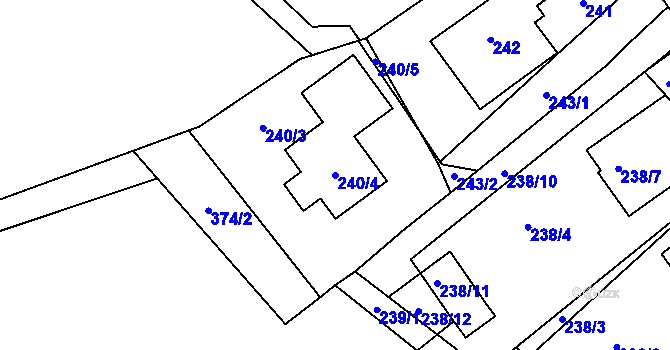 Parcela st. 240/4 v KÚ Olšová Vrata, Katastrální mapa