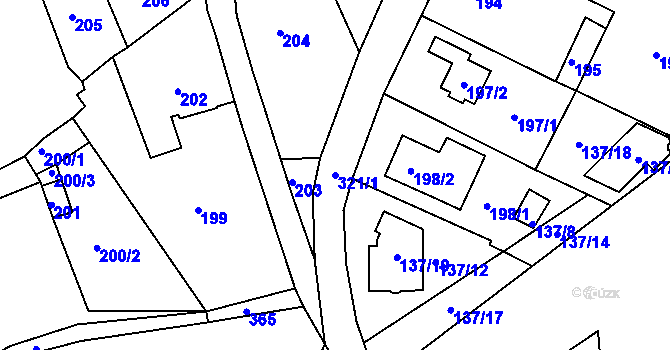 Parcela st. 321/1 v KÚ Olšová Vrata, Katastrální mapa