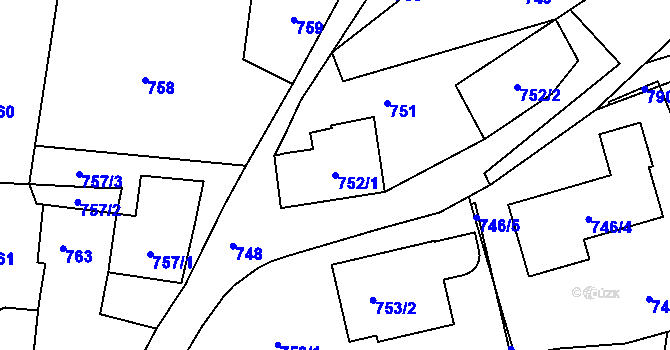 Parcela st. 752/1 v KÚ Olšová Vrata, Katastrální mapa