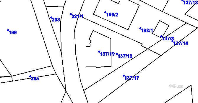 Parcela st. 137/19 v KÚ Olšová Vrata, Katastrální mapa