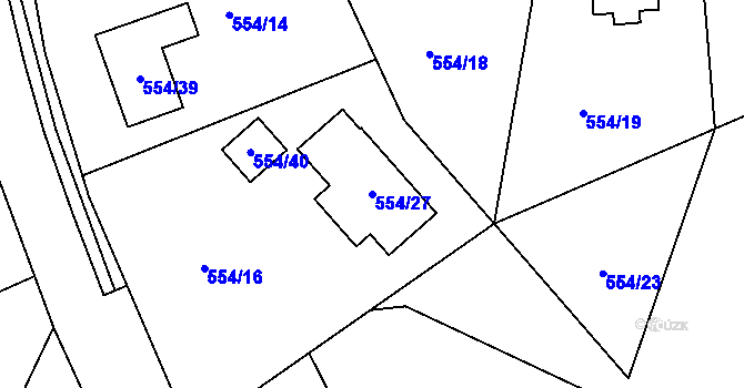 Parcela st. 554/27 v KÚ Olšová Vrata, Katastrální mapa
