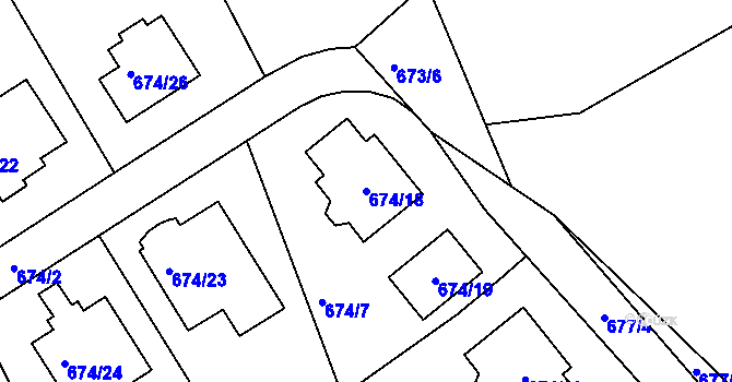 Parcela st. 674/18 v KÚ Olšová Vrata, Katastrální mapa