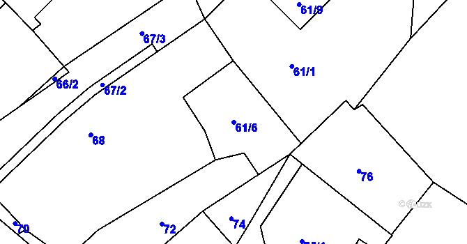 Parcela st. 61/6 v KÚ Olšová Vrata, Katastrální mapa