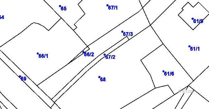 Parcela st. 67/2 v KÚ Olšová Vrata, Katastrální mapa