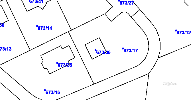Parcela st. 673/36 v KÚ Olšová Vrata, Katastrální mapa