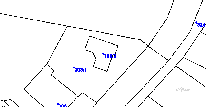 Parcela st. 308/2 v KÚ Olšová Vrata, Katastrální mapa