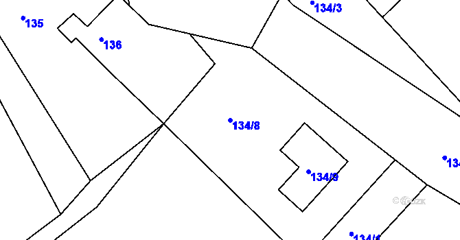 Parcela st. 134/8 v KÚ Olšová Vrata, Katastrální mapa