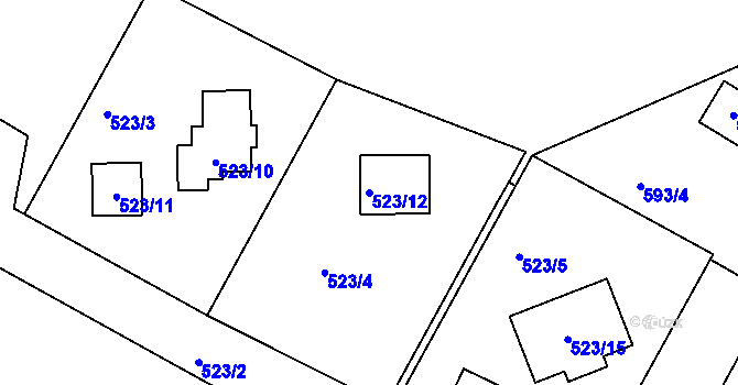 Parcela st. 523/12 v KÚ Olšová Vrata, Katastrální mapa